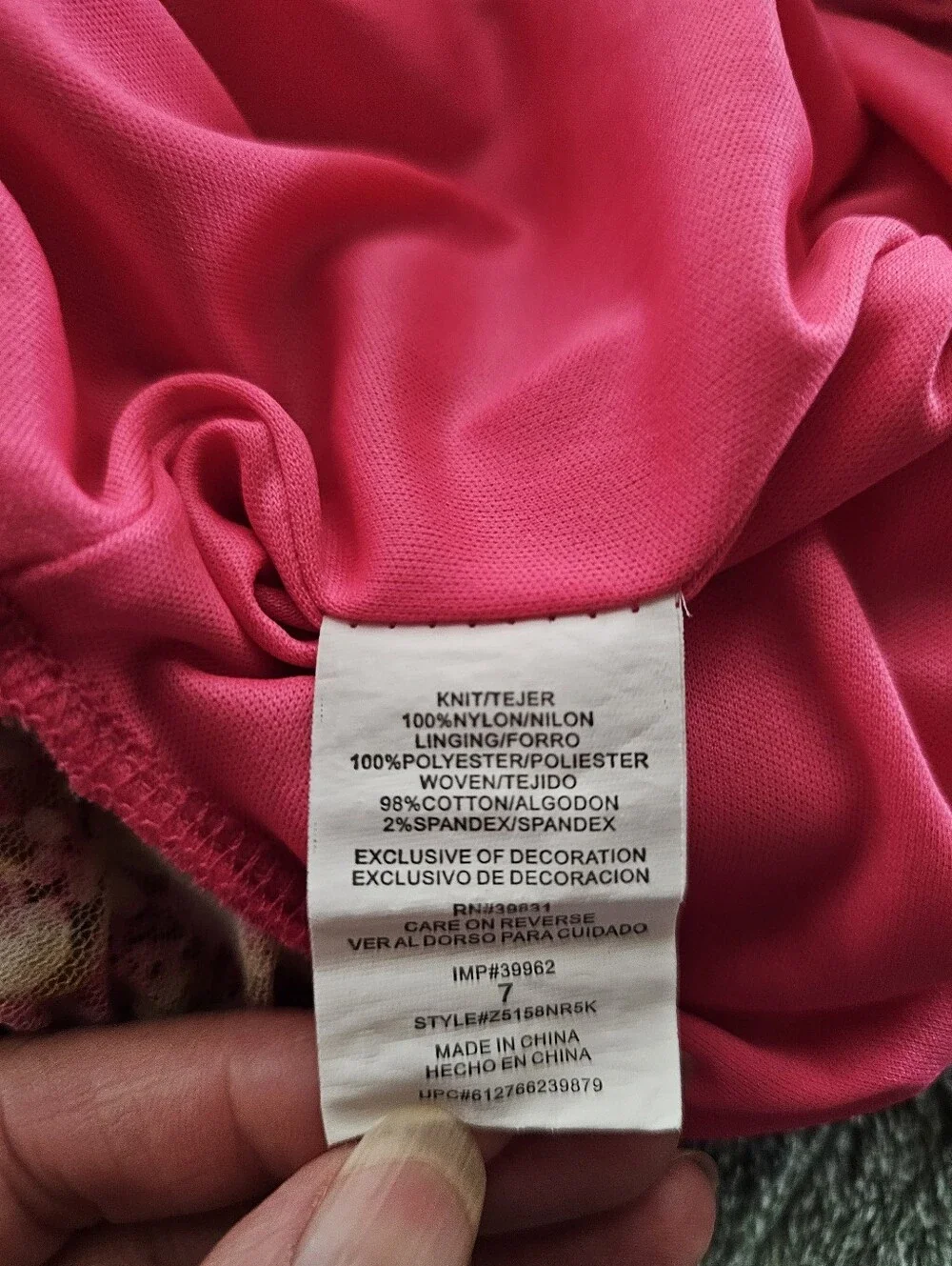 My Michelle Bright Pink Multicolor Ruffle Lace Denim Romper Suit Girls Size 7